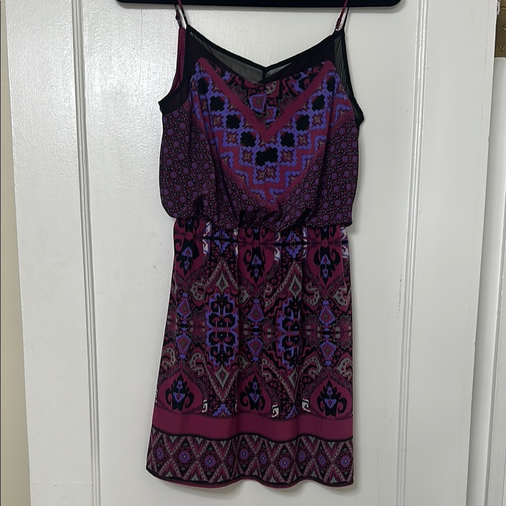 Purple and Black Patterned Women's Dress
